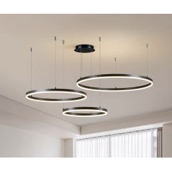 Lustra LED Negru 3cecuri 80cm+60cm+40cm cu Telecomanda wifi 2.4G lumina/rece/calda/neutra intensitate reglabila