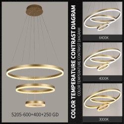 Lustra LED Minimalist Ring cu Telecomanda wifi 2.4G Gold lumina/rece/calda/neutra intensitate reglabila