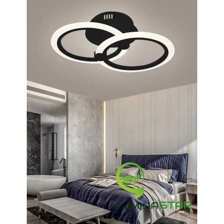 Lustra LED 2 cercuri maro cu Telecomanda wifi 2.4G cu lumina/rece/calda/neutra intensitate reglabila