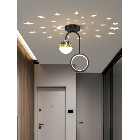 Plafoniera LED Cer Instelat Negru Moderna 25W ,3 Tipuri De Lumina