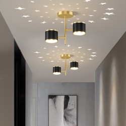 Plafoniera LED Cu Cer Instelat Negru+Gold Moderna 14W,3 Tipuri De Lumina