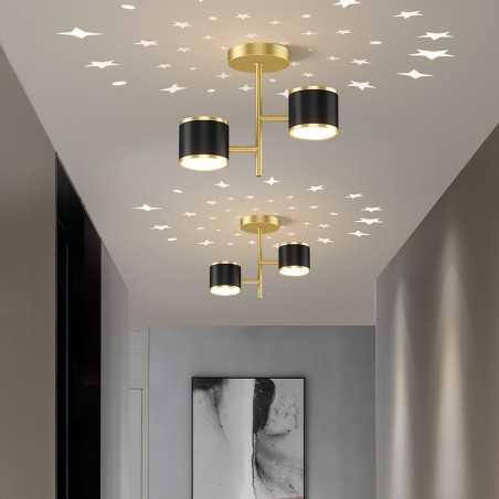 Plafoniera LED Cu Cer Instelat Negru+Gold Moderna 14W,3 Tipuri De Lumina