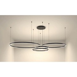 Lustra LED Negru 4 cecuri 60cm+50cm+40cm+30cm cu Telecomanda wifi 2.4G lumina/rece/calda/neutra intensitate reglabila