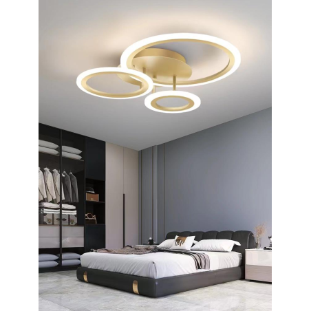 Lustra LED Gold 3 Cercuri cu Telecomanda wifi 2.4G lumina/rece/calda/neutra intensitate reglabila