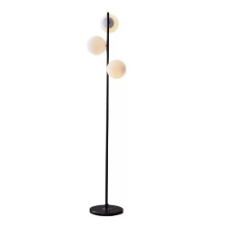 Lampadar 160cm Cu 3 Glob Alb Mat Negru