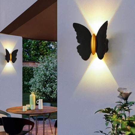 Aplica De Perete In Forma De Fluture Negru 6W Lumina Calda IP65