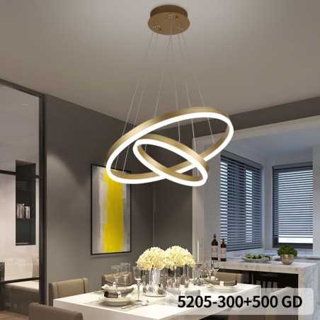 Lustra LED Minimalist Ring cu Telecomanda wifi 2.4G Gold lumina/rece/calda/neutra intensitate reglabila