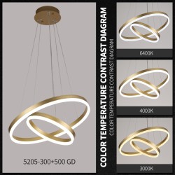 Lustra LED Minimalist Ring cu Telecomanda wifi 2.4G Gold lumina/rece/calda/neutra intensitate reglabila