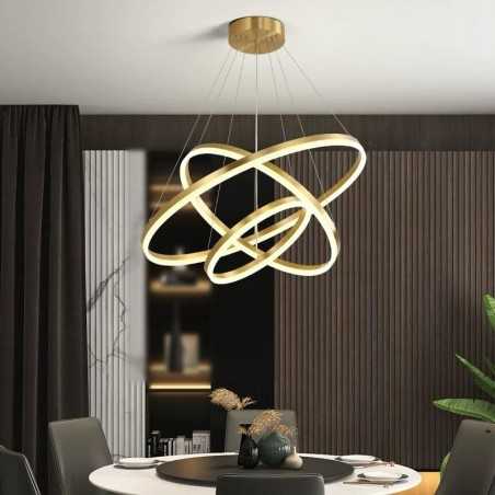 Lustra LED Minimalist Ring cu Telecomanda wifi 2.4G Gold lumina/rece/calda/neutra intensitate reglabila