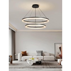 Lustra LED Negru&Alb Minimalist Ring cu Telecomanda wifi 2.4G lumina/rece/calda/neutra intensitate reglabila