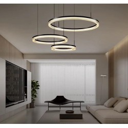 Lustra LED Negru&Alb Minimalist Ring cu Telecomanda wifi 2.4G lumina/rece/calda/neutra intensitate reglabila