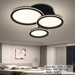 Lustra LED Negru cu Telecomanda wifi 2.4G cu lumina/rece/calda/neutra intensitate reglabila