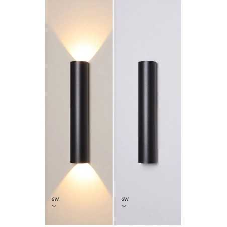 APLICA LED CILINDRIC NEGRU 6W 50CM D6CM LUMINA CALDA