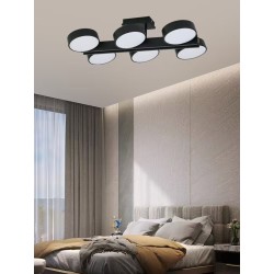 Lustra LED Negru 6x12w Cu Telecomanda wifi 2.4G cu lumina/rece/calda/neutra intensitate reglabila