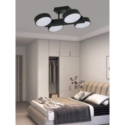 Lustra LED Negru 4x12w Cu Telecomanda wifi 2.4G cu lumina/rece/calda/neutra intensitate reglabila