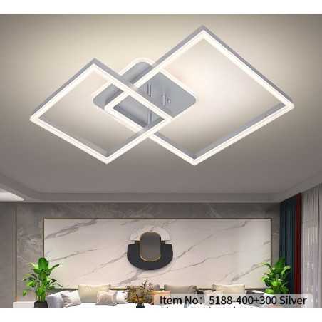 Lustra LED Silver Patrate cu Telecomanda wifi 2.4G lumina/rece/calda/neutra intensitate reglabila